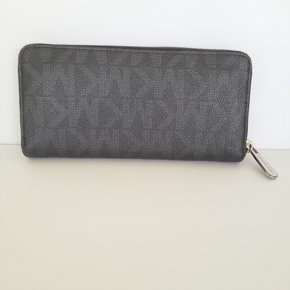 MICHAEL KORS Jet Set Black Saffiano Leather Zip Around Wallet Large Clutch 8x4 - Picture 2 of 9
